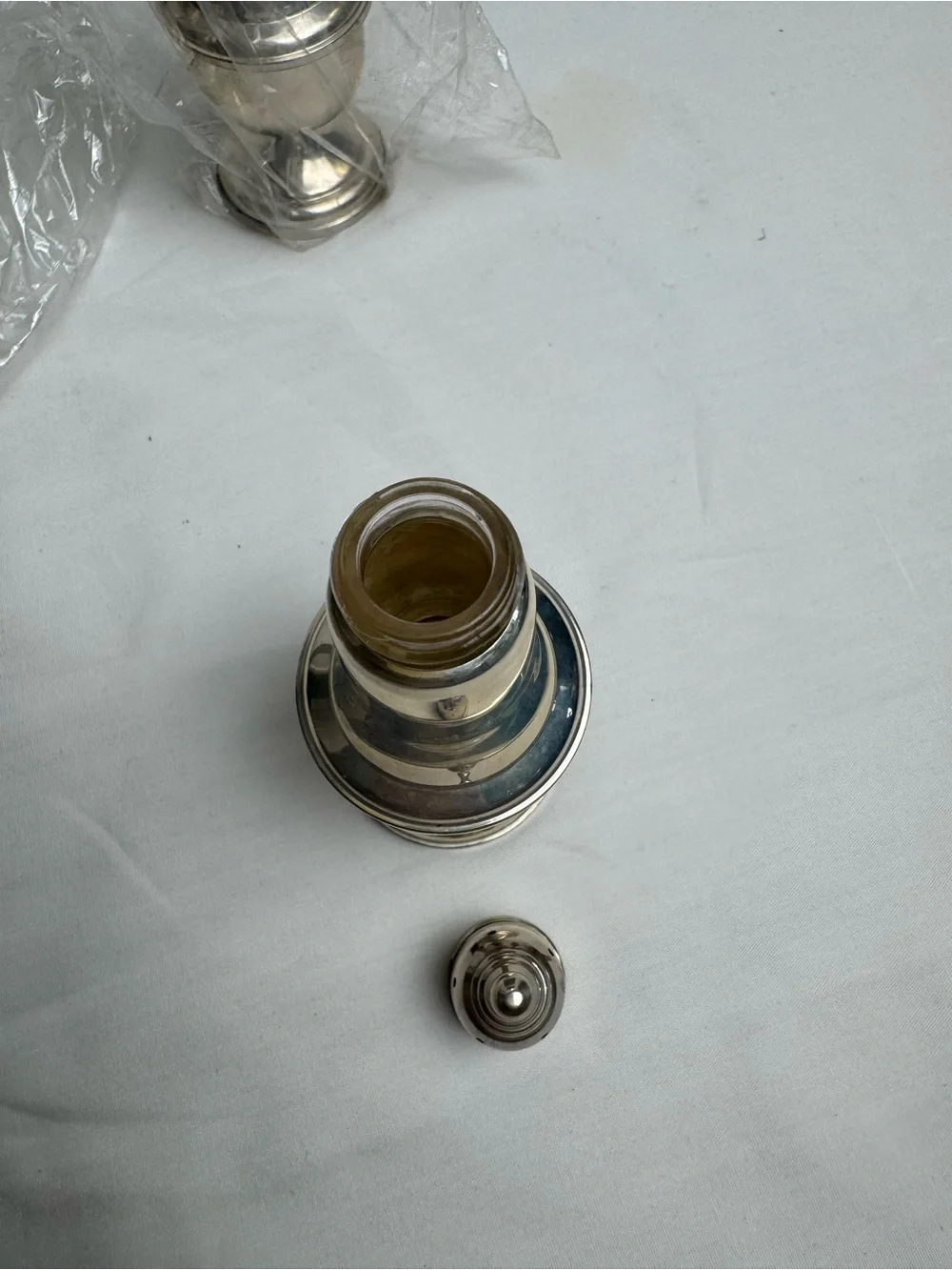VINTAGE EMPIRE STERLING SILVER WEIGHTED SALT & PEPPER SHAKERS #242